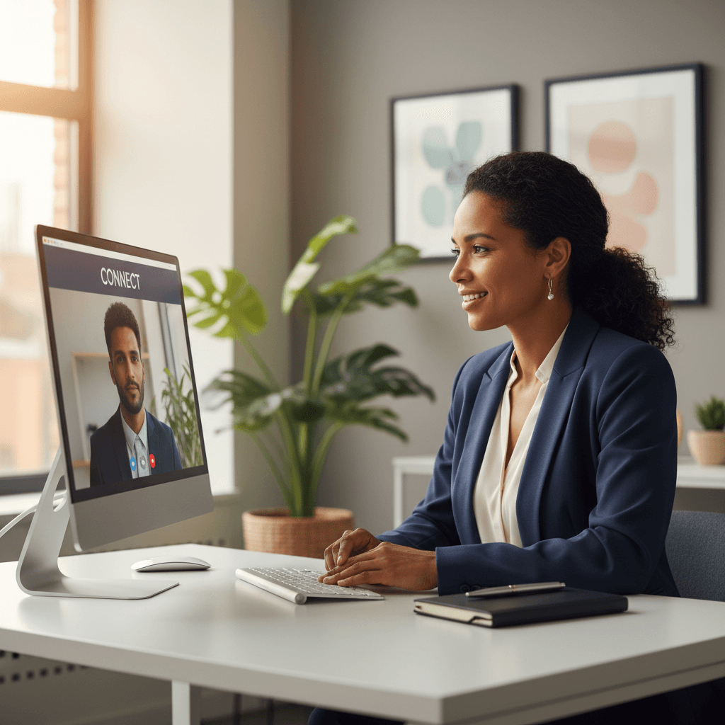 Professional recruiter conducting candidate interview in modern office setting